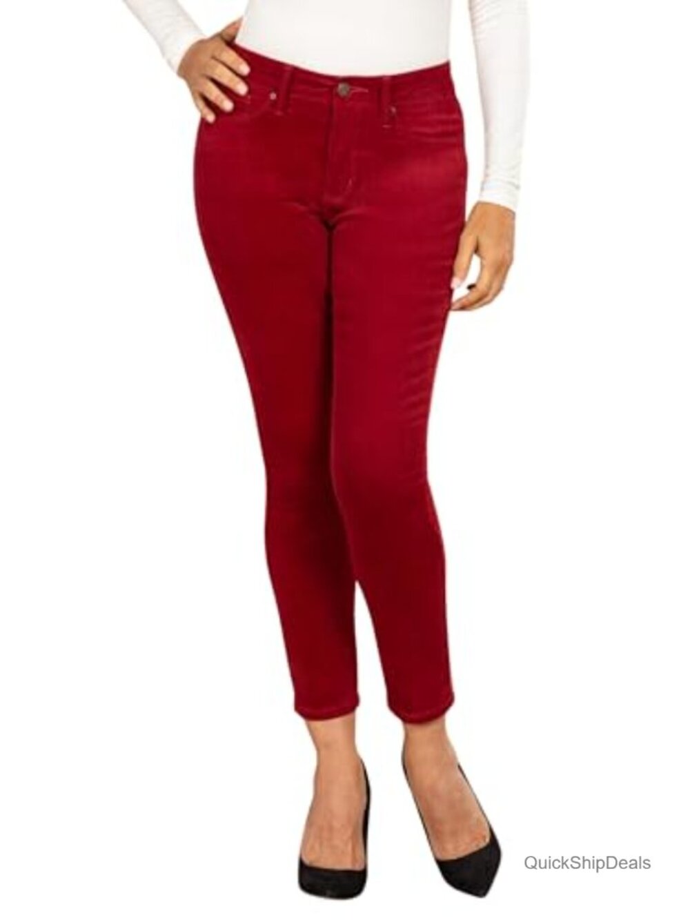 Petite Corduroy Pants Mid Rise Skinny Leg Cotton Stretch